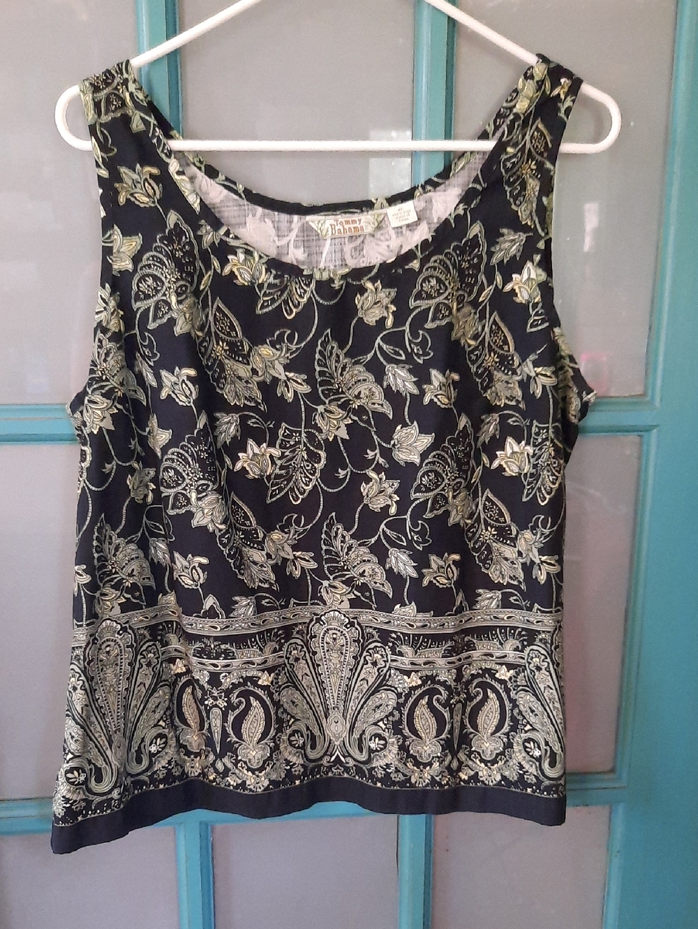 Tommy Bahama Black and Gold Paisley Floral Sleeveless Camisole